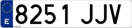 Ejemplo de matrícula española 8251 JJV