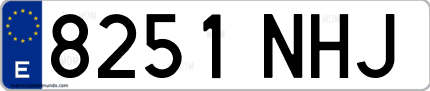 Ejemplo de matrícula de coche ordinaria 8251 NHJ