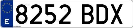 Ejemplo de matrícula española 8252 BDX