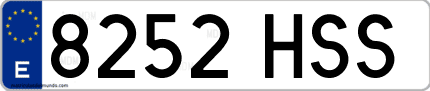 Ejemplo de matrícula de coche ordinaria 8252 HSS