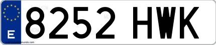 Ejemplo de matrícula española 8252 HWK