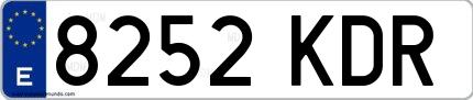 Ejemplo de matrícula española 8252 KDR