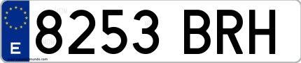 Ejemplo de matrícula española 8253 BRH