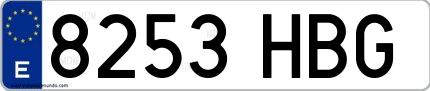 Ejemplo de matrícula española 8253 HBG