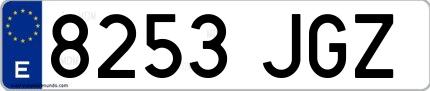 Ejemplo de matrícula española 8253 JGZ