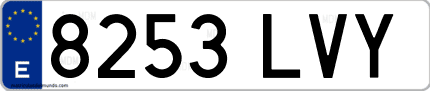 Ejemplo de matrícula de coche ordinaria 8253 LVY
