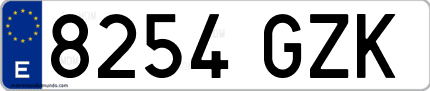 Ejemplo de matrícula de coche ordinaria 8254 GZK