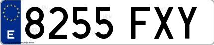 Ejemplo de matrícula española 8255 FXY