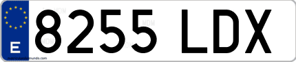 Ejemplo de matrícula de coche ordinaria 8255 LDX