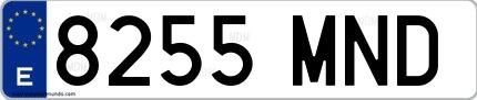 Ejemplo de matrícula española 8255 MND