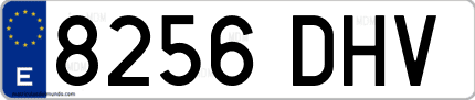 Ejemplo de matrícula de coche ordinaria 8256 DHV