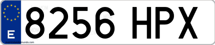 Ejemplo de matrícula de coche ordinaria 8256 HPX