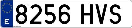 Ejemplo de matrícula española 8256 HVS