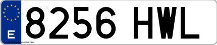 Ejemplo de matrícula española 8256 HWL