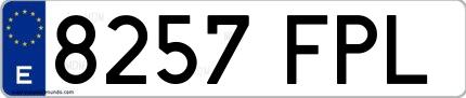 Ejemplo de matrícula española 8257 FPL