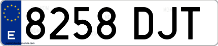 Ejemplo de matrícula de coche ordinaria 8258 DJT