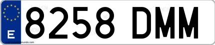 Ejemplo de matrícula española 8258 DMM