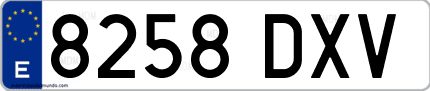 Ejemplo de matrícula de coche ordinaria 8258 DXV
