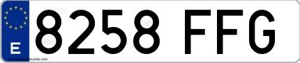 Ejemplo de matrícula española 8258 FFG