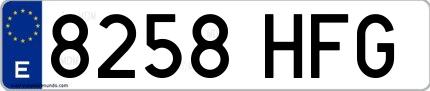 Ejemplo de matrícula española 8258 HFG