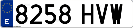 Ejemplo de matrícula de coche ordinaria 8258 HVW