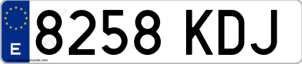 Ejemplo de matrícula de coche ordinaria 8258 KDJ
