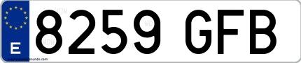 Ejemplo de matrícula española 8259 GFB