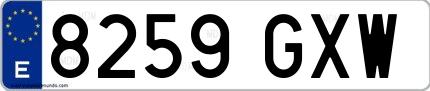 Ejemplo de matrícula española 8259 GXW