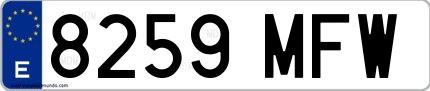 Ejemplo de matrícula española 8259 MFW