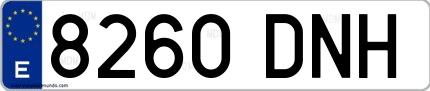 Ejemplo de matrícula española 8260 DNH