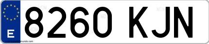 Ejemplo de matrícula española 8260 KJN