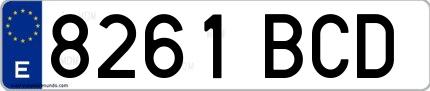 Ejemplo de matrícula española 8261 BCD