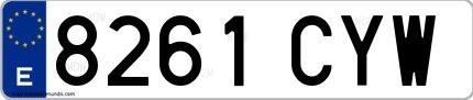 Ejemplo de matrícula española 8261 CYW