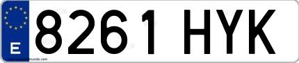Ejemplo de matrícula española 8261 HYK