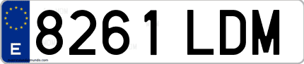 Ejemplo de matrícula de coche ordinaria 8261 LDM