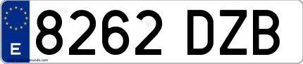 Ejemplo de matrícula española 8262 DZB