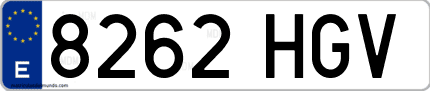 Ejemplo de matrícula de coche ordinaria 8262 HGV