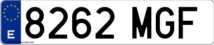 Ejemplo de matrícula de coche ordinaria 8262 MGF