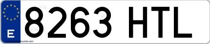 Ejemplo de matrícula española 8263 HTL