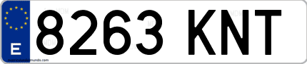 Ejemplo de matrícula de coche ordinaria 8263 KNT