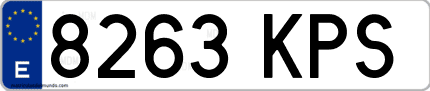 Ejemplo de matrícula de coche ordinaria 8263 KPS
