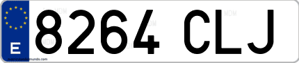 Ejemplo de matrícula de coche ordinaria 8264 CLJ