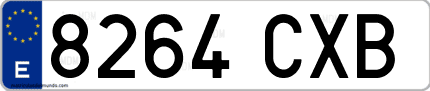 Ejemplo de matrícula de coche ordinaria 8264 CXB