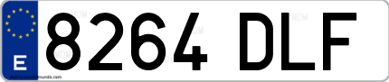 Ejemplo de matrícula de coche ordinaria 8264 DLF