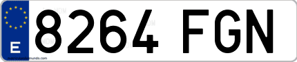 Ejemplo de matrícula de coche ordinaria 8264 FGN