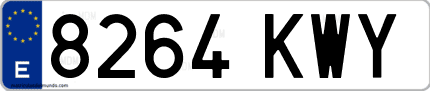 Ejemplo de matrícula de coche ordinaria 8264 KWY