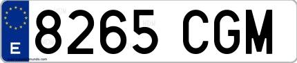 Ejemplo de matrícula española 8265 CGM