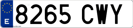Ejemplo de matrícula de coche ordinaria 8265 CWY