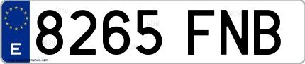 Ejemplo de matrícula española 8265 FNB