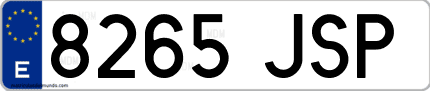 Ejemplo de matrícula de coche ordinaria 8265 JSP